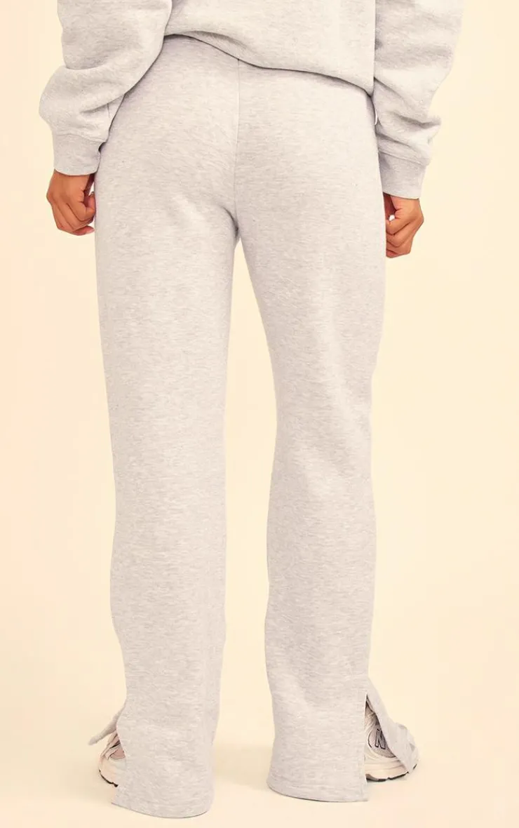 Hot PrettyLittleThing Flared Split Hem Sweatpants Ash Grey