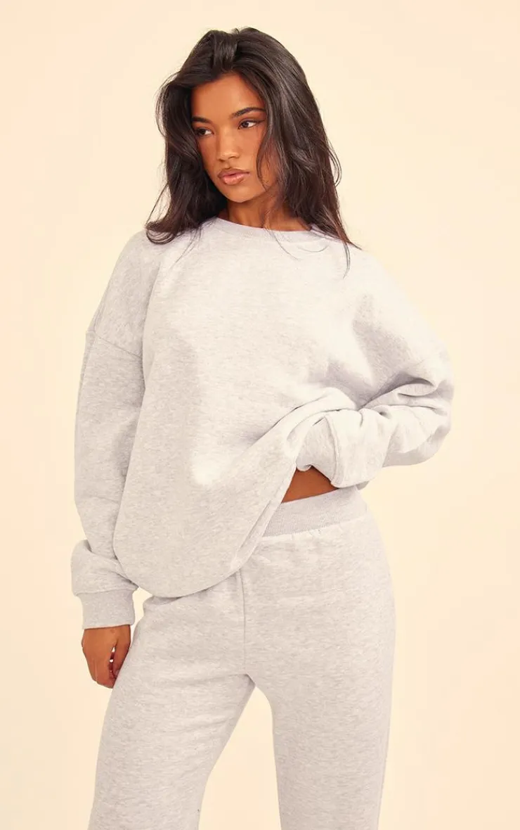 Hot PrettyLittleThing Flared Split Hem Sweatpants Ash Grey