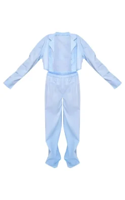 Baby Blue Cotton Poplin Pant Pj Set