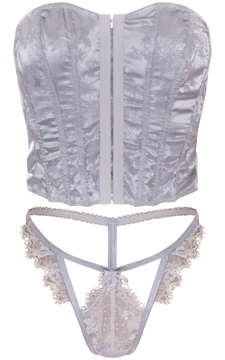 Jacquard Satin Boned Corset-PrettyLittleThing Discount