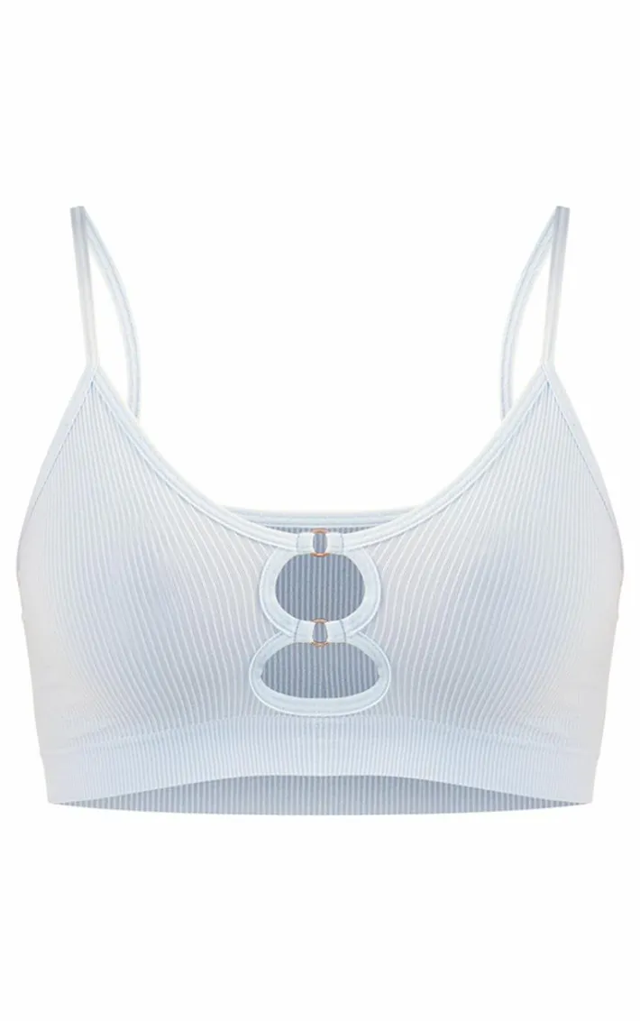 Baby Blue Seamless Rib O Ring Detail Bralet