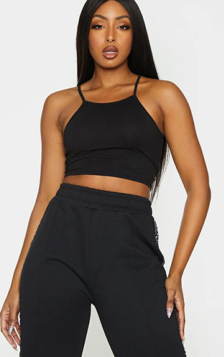 PrettyLittleThing Basic Tops*Basic Cotton Blend Racer Neck Crop Top