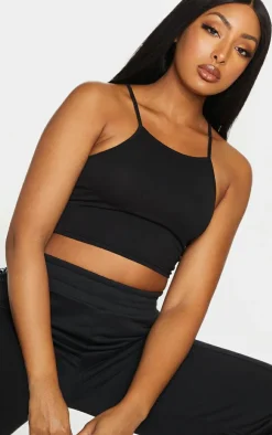 PrettyLittleThing Basic Tops*Basic Cotton Blend Racer Neck Crop Top