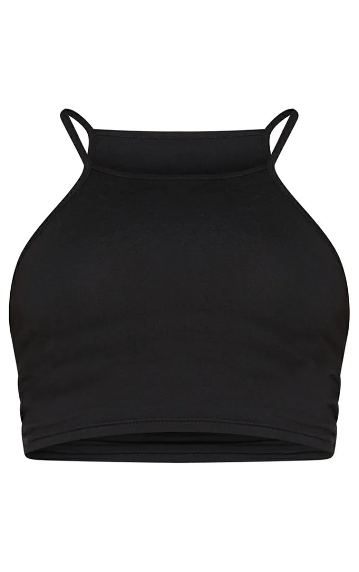 PrettyLittleThing Basic Tops*Basic Cotton Blend Racer Neck Crop Top