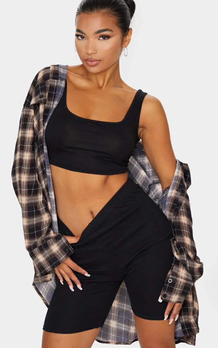 PrettyLittleThing Basic Tops*Basic Cotton Blend Scoop Neck Crop Top