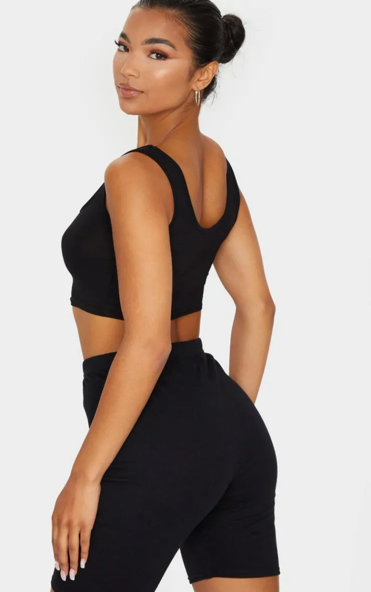 PrettyLittleThing Basic Tops*Basic Cotton Blend Scoop Neck Crop Top