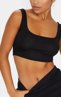 PrettyLittleThing Basic Tops*Basic Cotton Blend Scoop Neck Crop Top