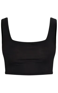 PrettyLittleThing Basic Tops*Basic Cotton Blend Scoop Neck Crop Top