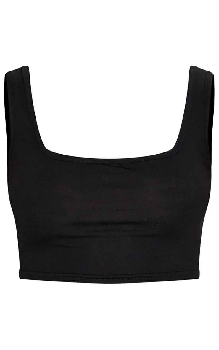 PrettyLittleThing Basic Tops*Basic Cotton Blend Scoop Neck Crop Top