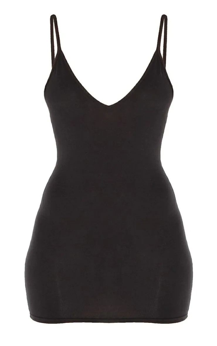 Basic Extreme Plunge Strappy Bodycon Dress-PrettyLittleThing Clearance
