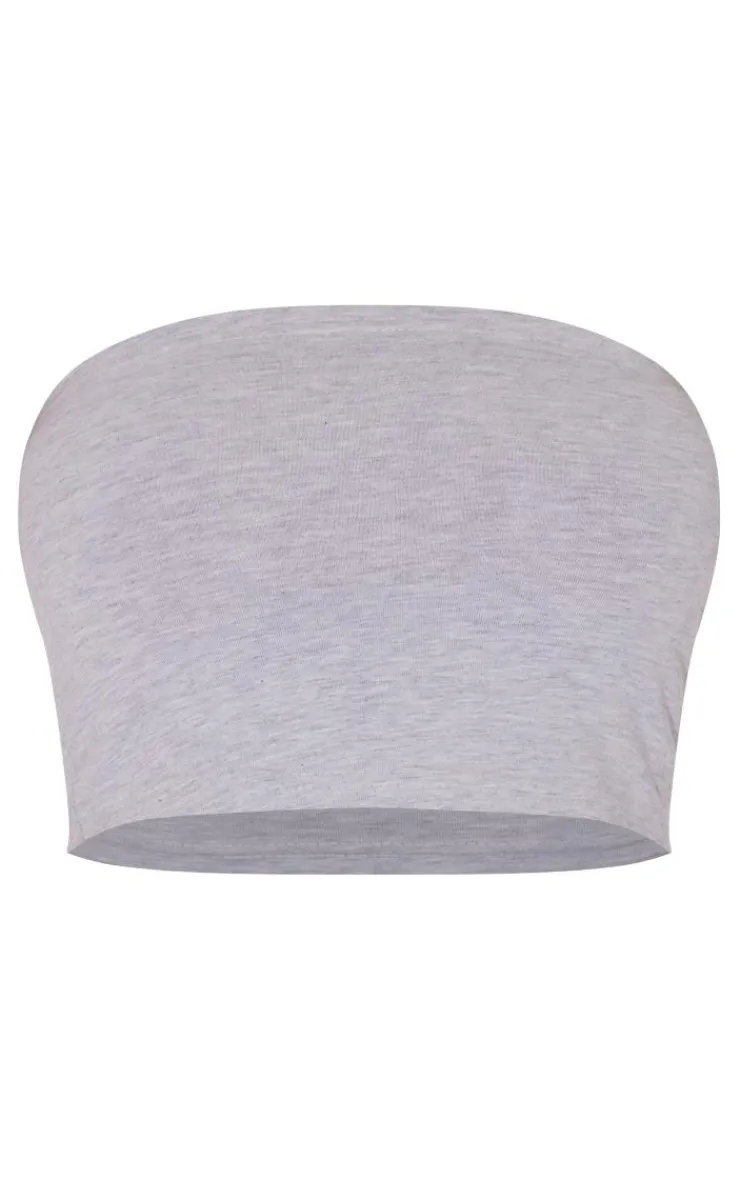 PrettyLittleThing Tube Tops*Basic Marl Cotton Blend Bandeau Crop Top