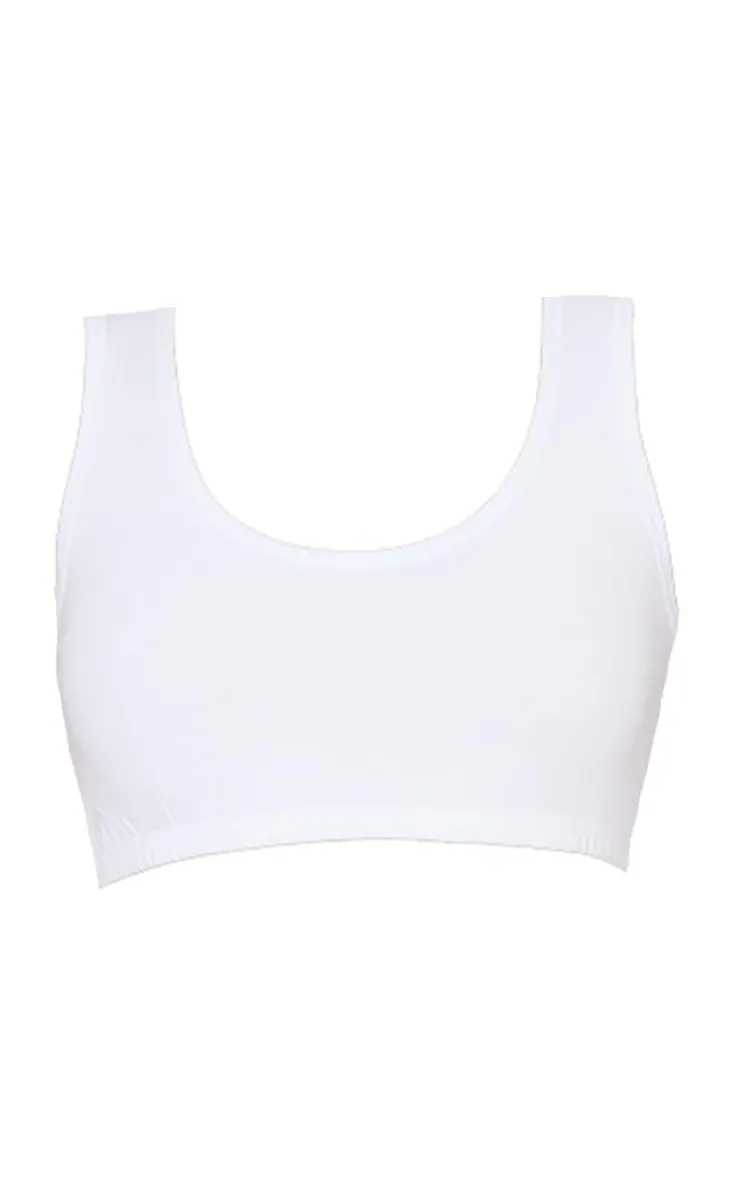 PrettyLittleThing Sleeveless Tops*Basic Cotton Blend Sleeveless Elastic Hem Crop Top