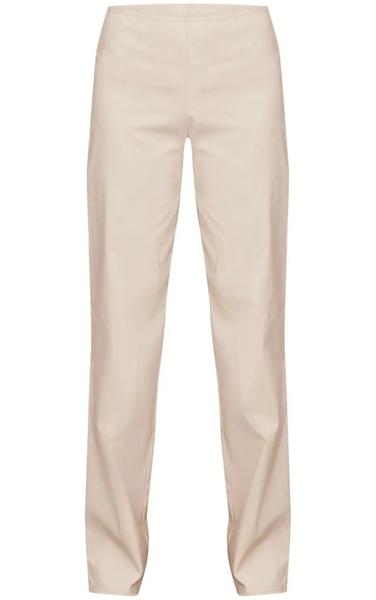 Outlet PrettyLittleThing Bengaline Straight Leg Pants Beige