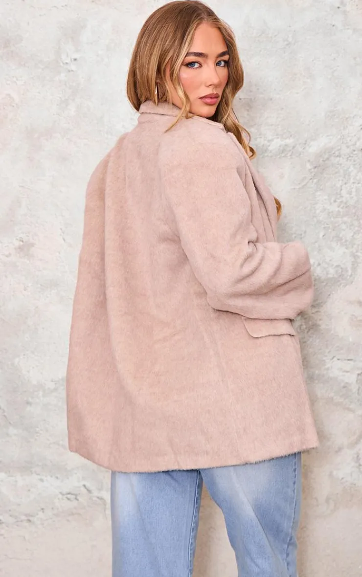 PrettyLittleThing Wool Coats*Textured Wool Look Oversized Blazer