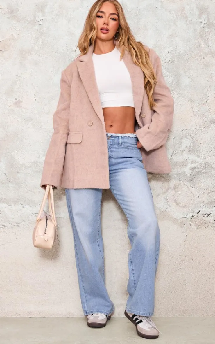 PrettyLittleThing Wool Coats*Textured Wool Look Oversized Blazer