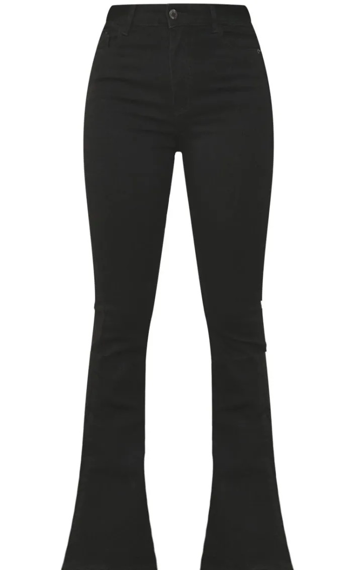 Black 5 Pocket Stretch Flared Jeans