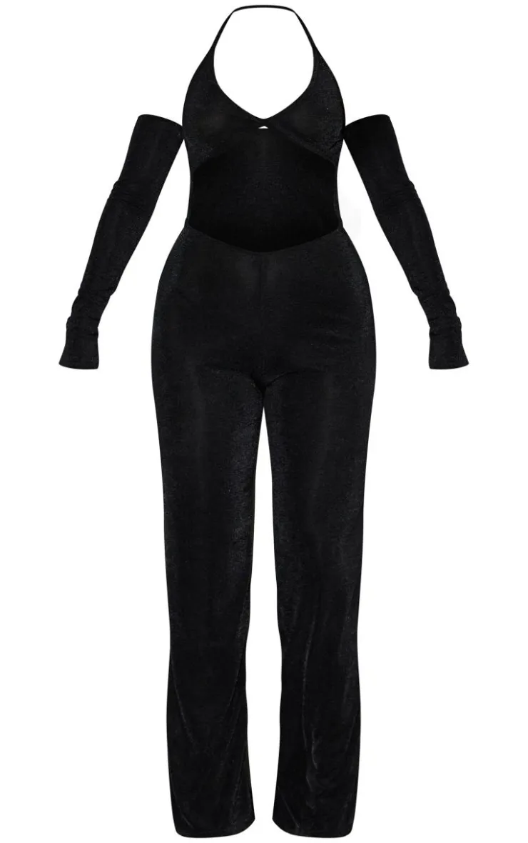 Acetate Cut Out Halterneck Straight Leg Jumpsuit-PrettyLittleThing Discount