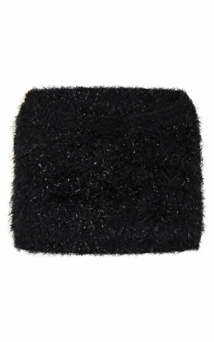 New PrettyLittleThing Bobble Eyelash Knit Mini Skirt Black
