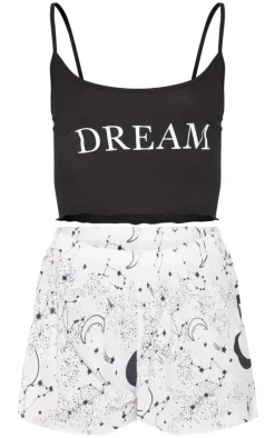 Black Constellation Dream Graphic Cami Pj Set