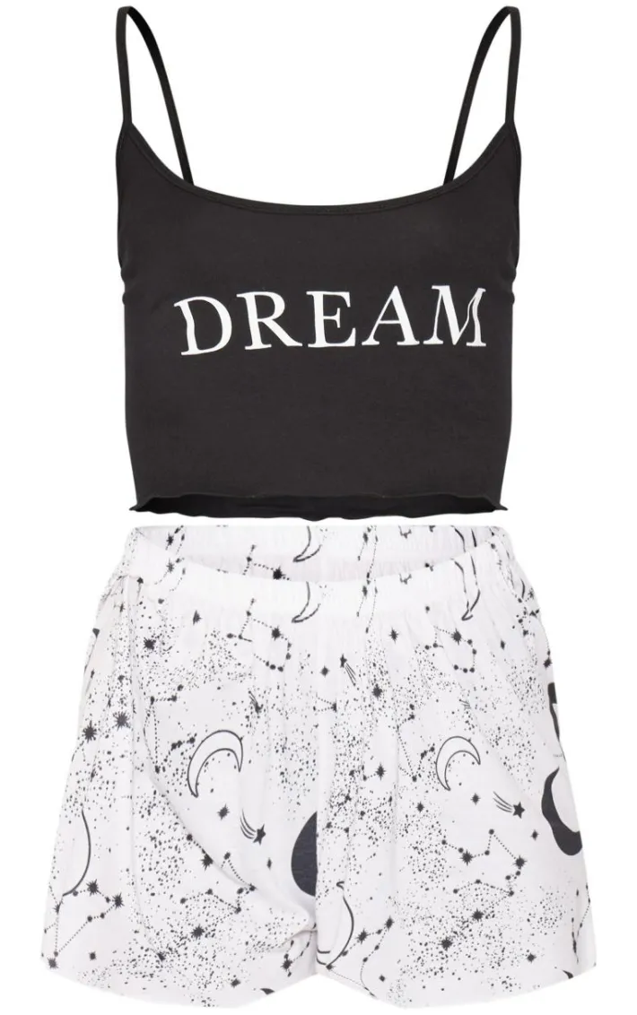 Black Constellation Dream Graphic Cami Pj Set