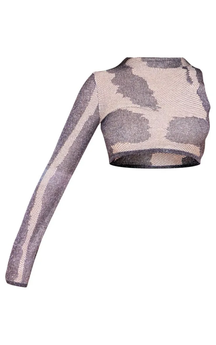 Best PrettyLittleThing Contrast Glitter Knit One Shoulder Top Black