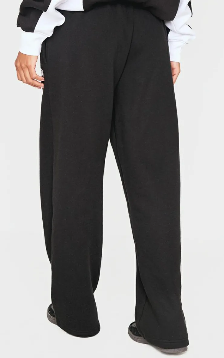 PrettyLittleThing Black Sweatsuits*Contrast Studio Archives Embroidered Wide Leg Sweatpants