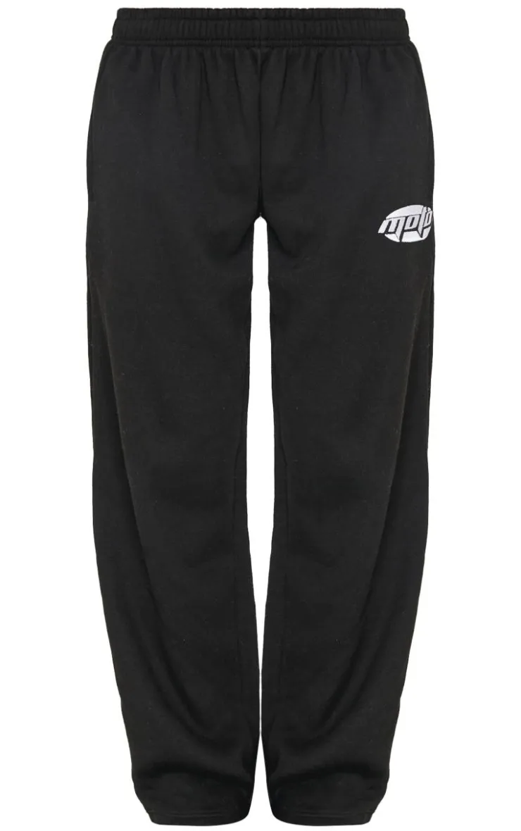 PrettyLittleThing Black Sweatsuits*Contrast Studio Archives Embroidered Wide Leg Sweatpants