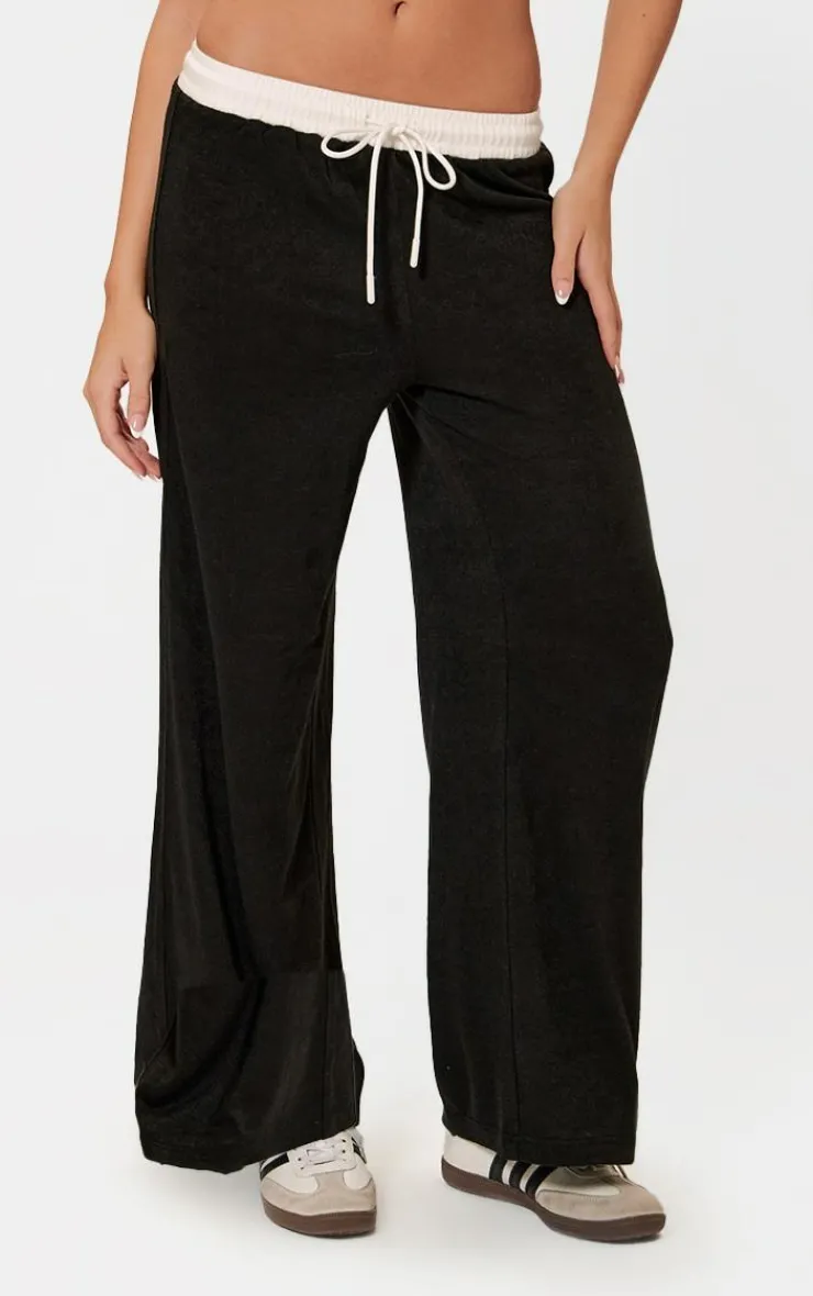 Outlet PrettyLittleThing Contrast Wide Leg Pants Black