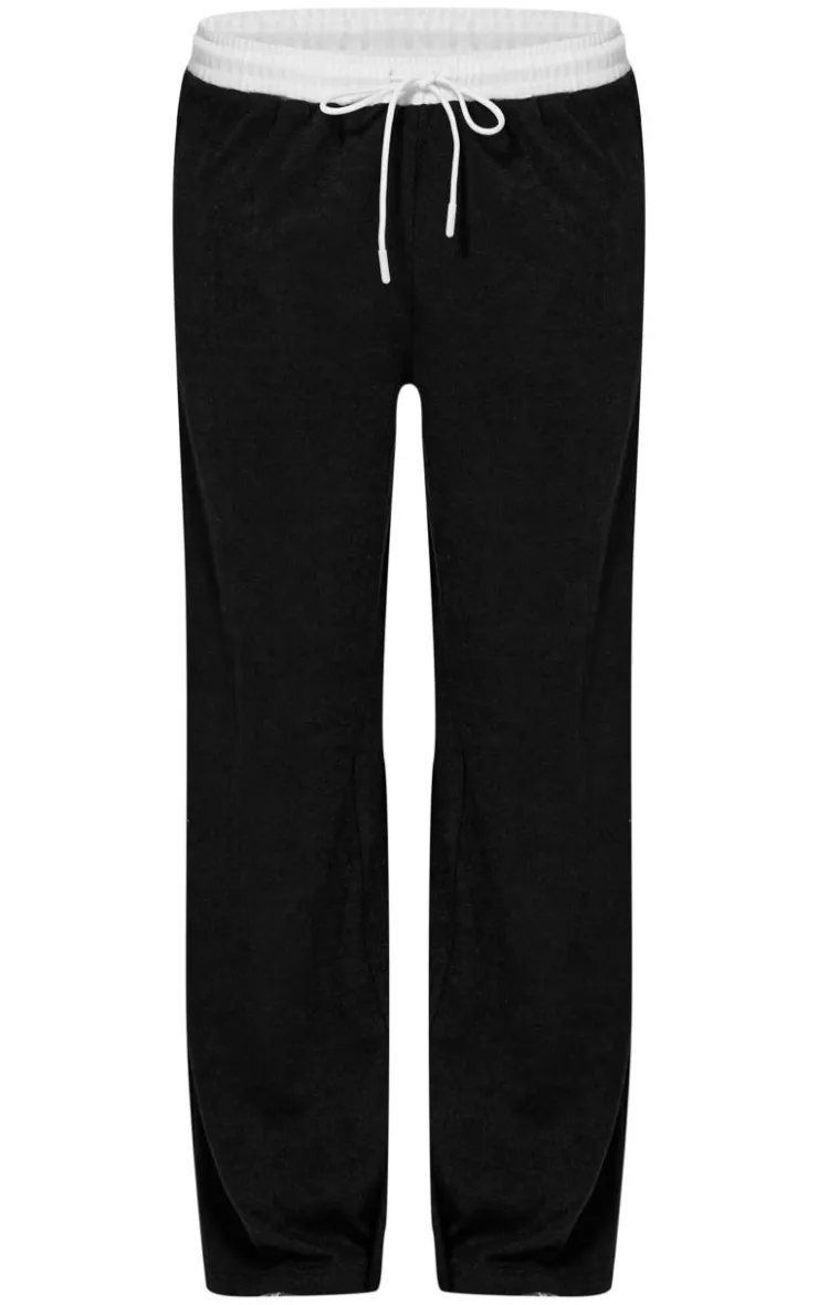 Outlet PrettyLittleThing Contrast Wide Leg Pants Black