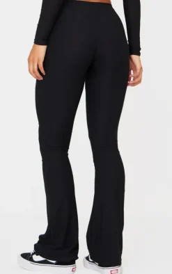 New PrettyLittleThing Cotton High Waist Flared Pants Black