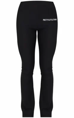 New PrettyLittleThing Cotton High Waist Flared Pants Black