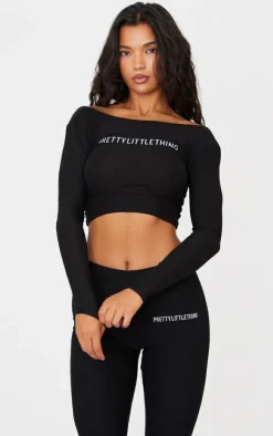 PrettyLittleThing Cotton Long Sleeve Top Black