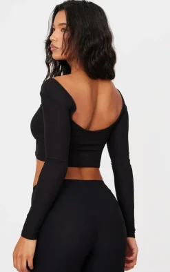PrettyLittleThing Cotton Long Sleeve Top Black