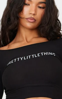 PrettyLittleThing Cotton Long Sleeve Top Black