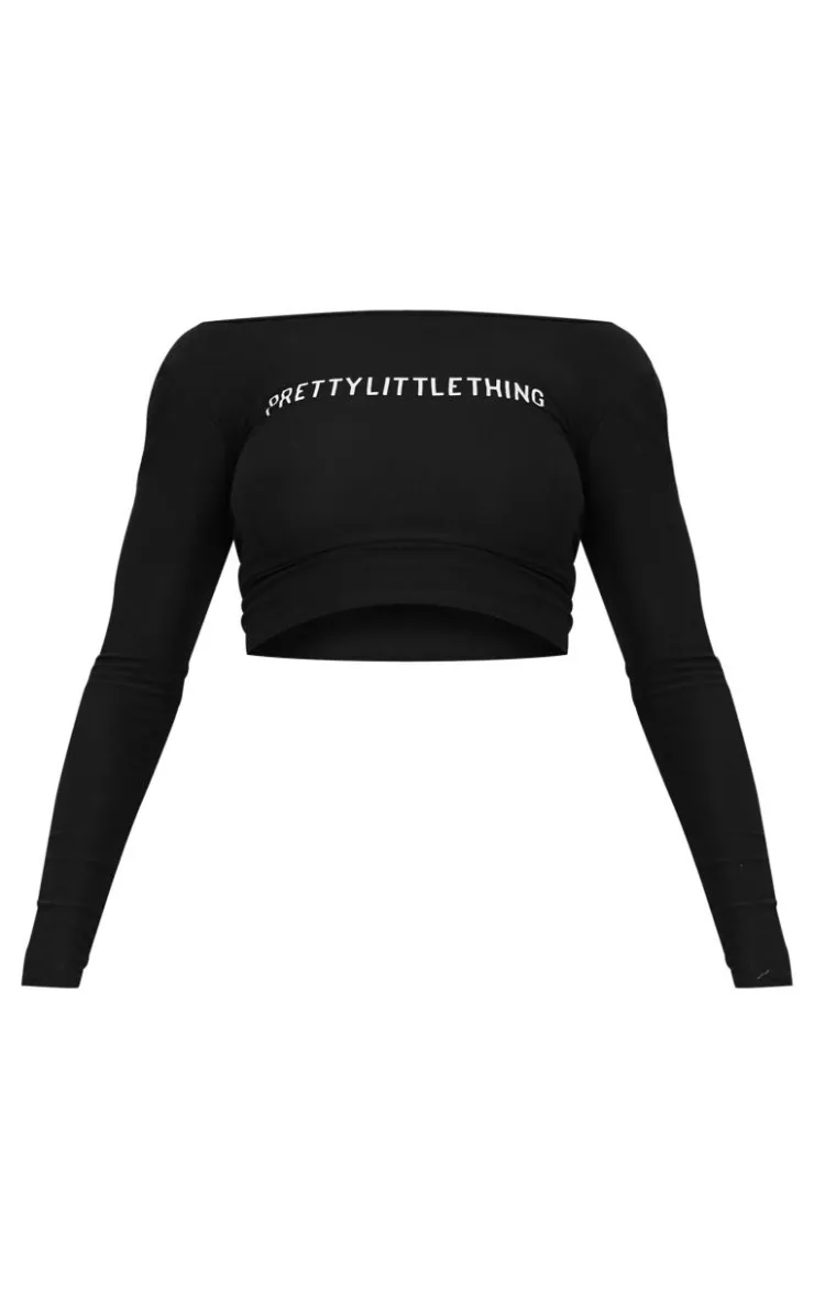 PrettyLittleThing Cotton Long Sleeve Top Black