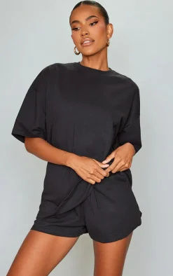 Clearance PrettyLittleThing Cotton Oversized Boxy Short Black