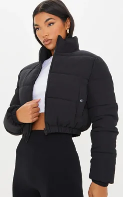 PrettyLittleThing Puffer Jackets*Cropped Peach Skin Bubble Puffer Jacket