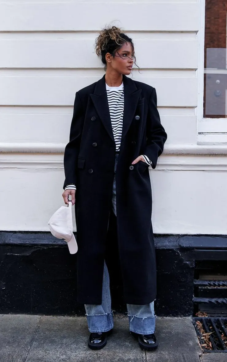 PrettyLittleThing Thanksgiving Outfits*Double Breasted Oversized Structured Coat