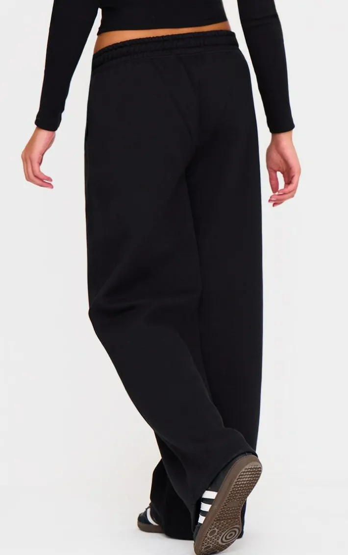Black Drawcord Wide Leg Sweatpants