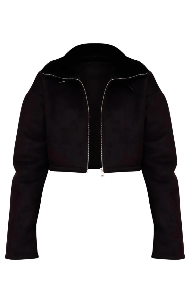 PrettyLittleThing Faux Fur Coats*Dropped Shoulder Cropped Faux Fur Contrast Jacket