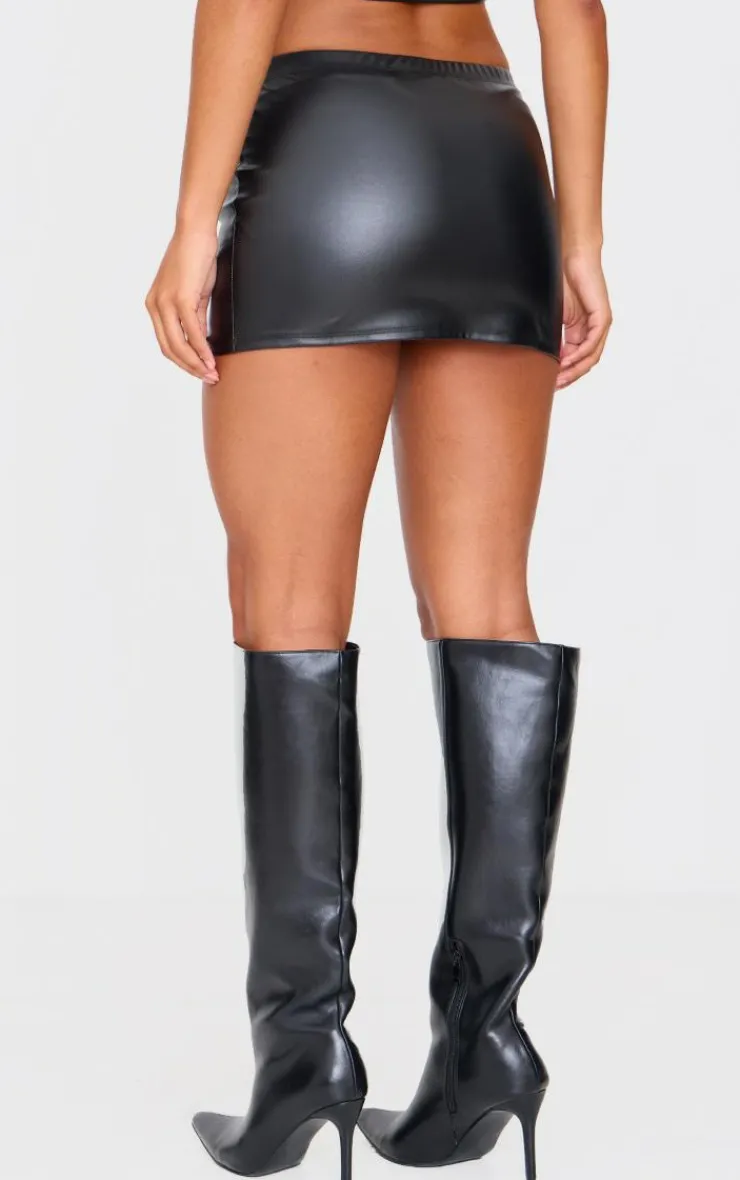 Online PrettyLittleThing Faux Leather Mirco Mini Skirt Black