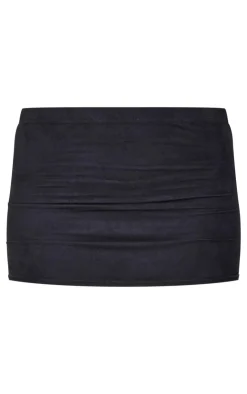 Outlet PrettyLittleThing Faux Suede Low Rise Micro Mini Skirt Black