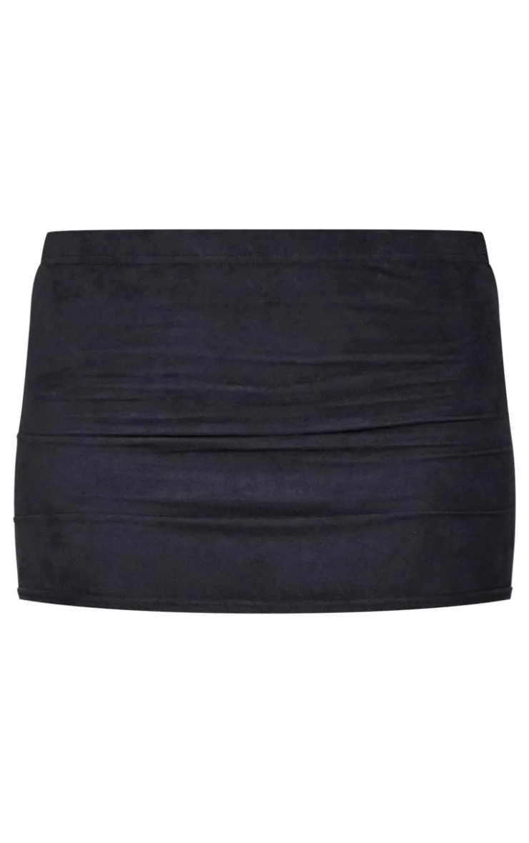 Outlet PrettyLittleThing Faux Suede Low Rise Micro Mini Skirt Black