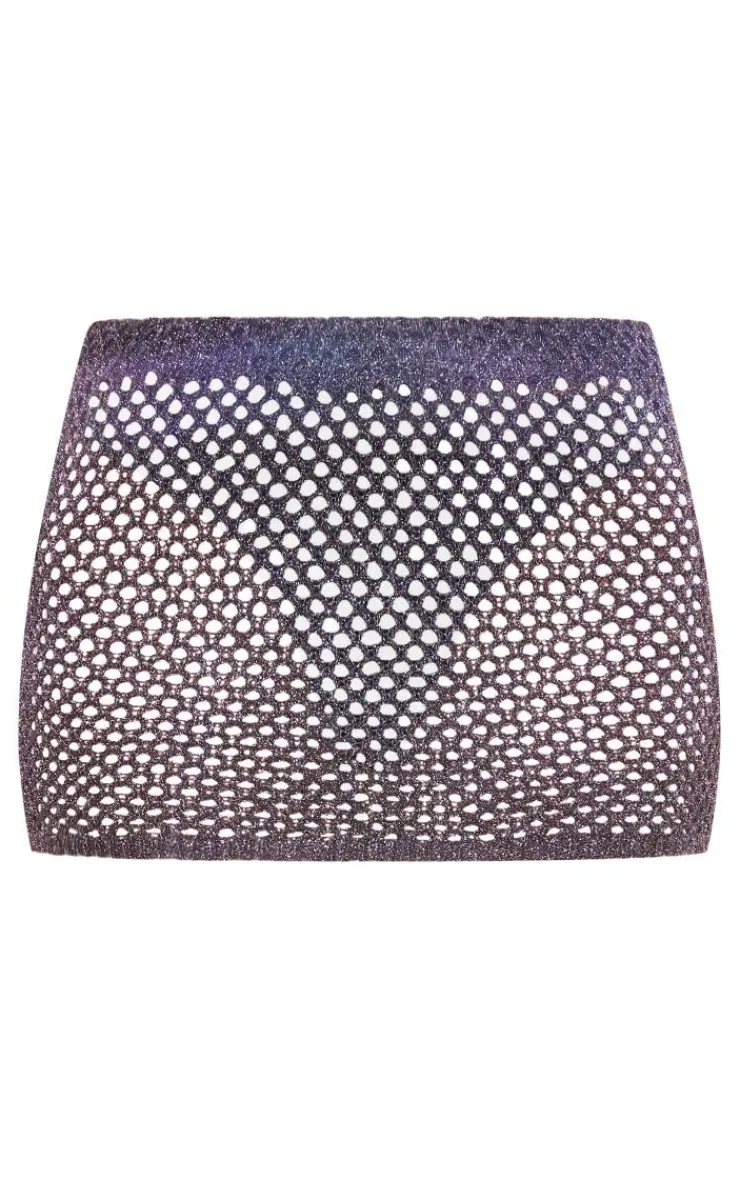 Outlet PrettyLittleThing Glitter Open Knit Skirt Black