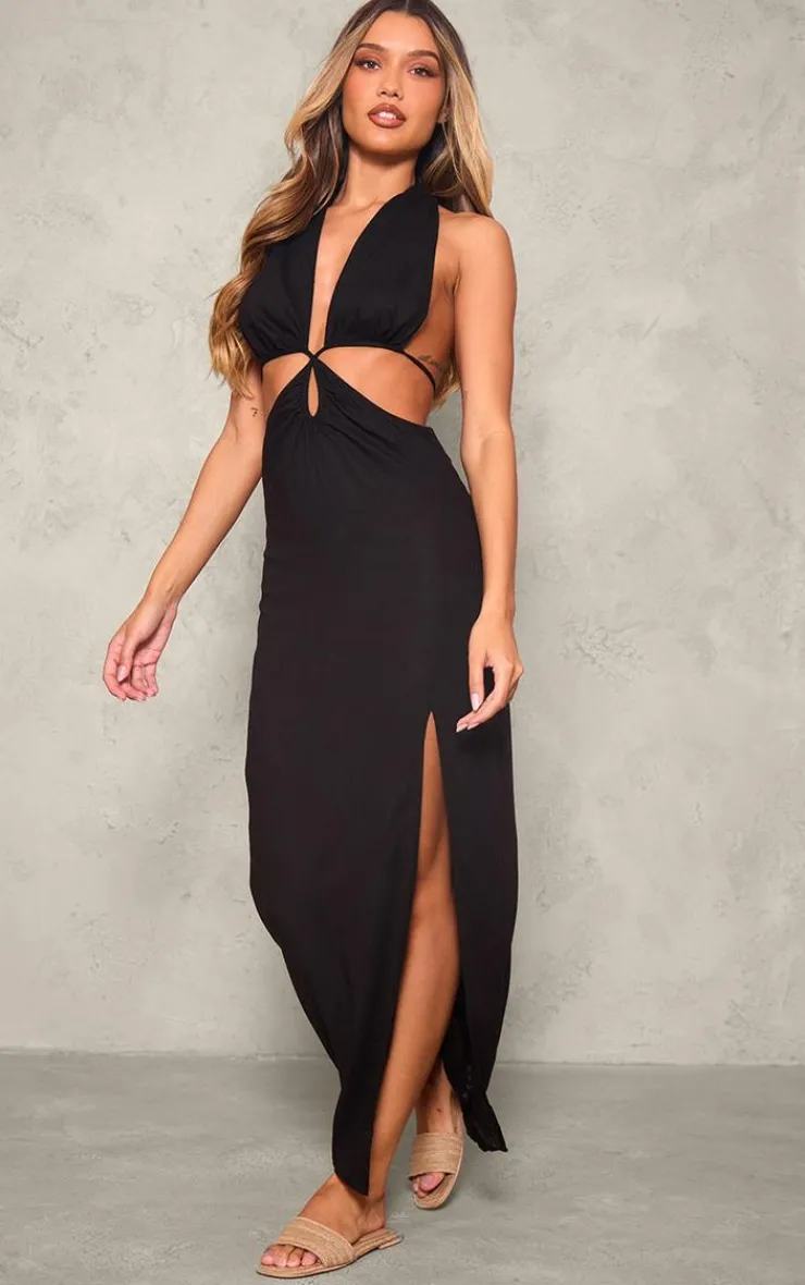 Halterneck Backless Maxi Dress-PrettyLittleThing