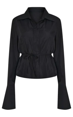 PrettyLittleThing Shirts*Hook And Eye Flare Sleeve Shirt