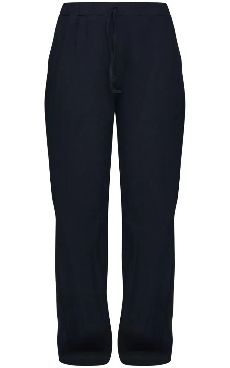 Sale PrettyLittleThing Jersey Cotton Wide Leg Pants Black