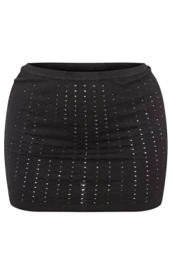 Outlet PrettyLittleThing Knit Pointelle Mini Skirt Black