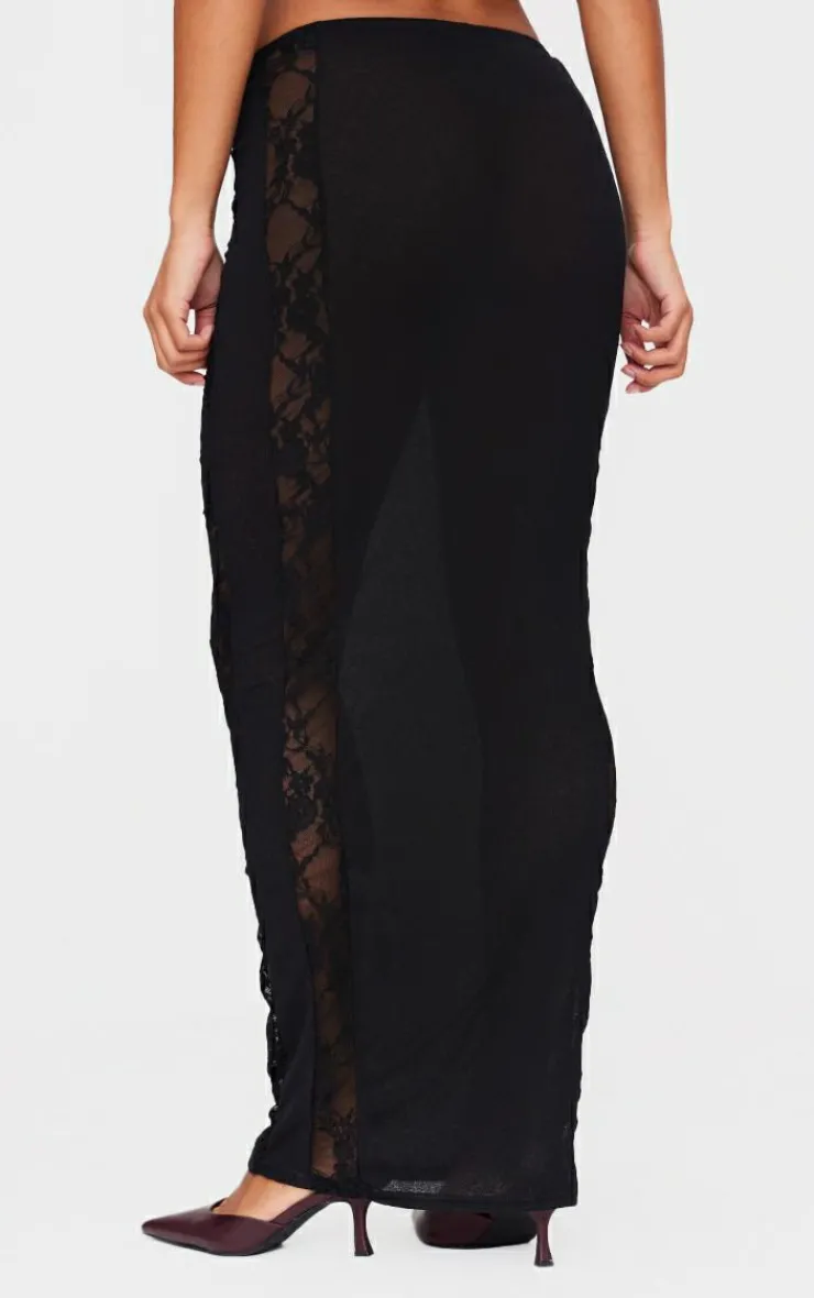 Lace Panel Detail Maxi Skirt-PrettyLittleThing Best