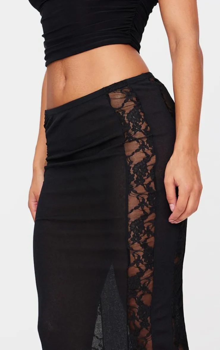 Lace Panel Detail Maxi Skirt-PrettyLittleThing Best